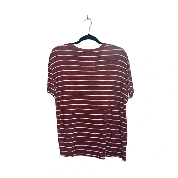 Maurices 24/7 Flawless Rust Red & White Striped Boyfriend Crop Tee Small Women’s - Picture 6 of 11